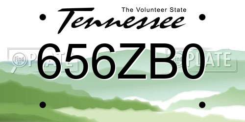 656ZB0 Tennessee License Plate
