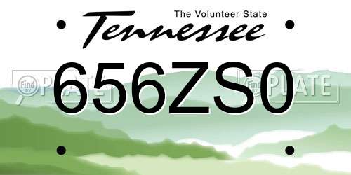 656ZS0 Tennessee License Plate