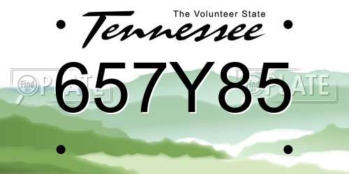 657Y85 Tennessee License Plate