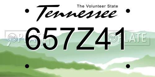 657Z41 Tennessee License Plate