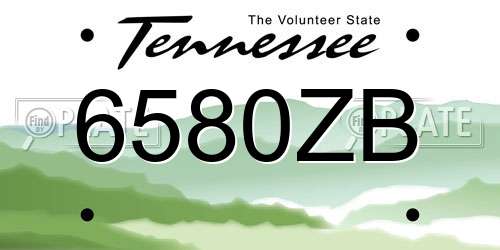 6580ZB Tennessee License Plate