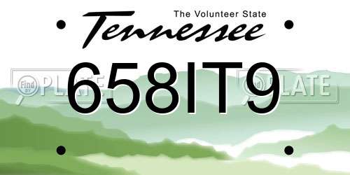 658IT9 Tennessee License Plate