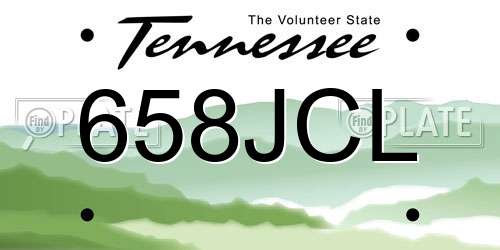 658JCL Tennessee License Plate
