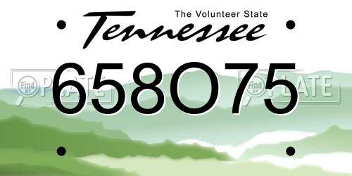 658O75 Tennessee License Plate