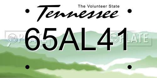 65AL41 Tennessee License Plate