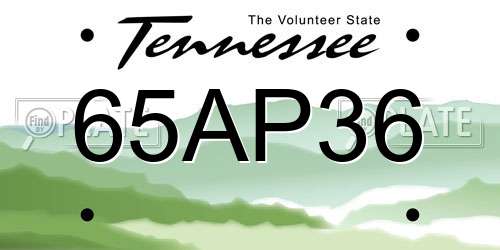 65AP36 Tennessee License Plate