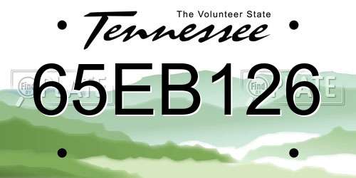 65EB126 Tennessee License Plate