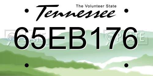 65EB176 Tennessee License Plate