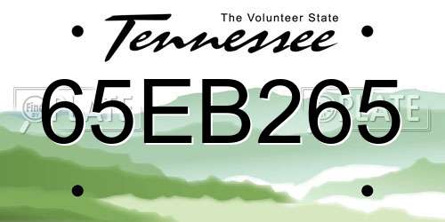 65EB265 Tennessee License Plate