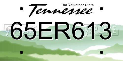 65ER613 Tennessee License Plate