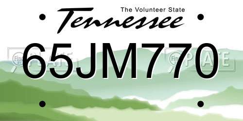 65JM770 Tennessee License Plate