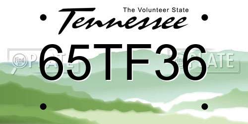 65TF36 Tennessee License Plate