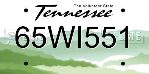 65WI551 Tennessee License Plate