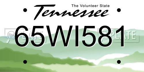 65WI581 Tennessee License Plate