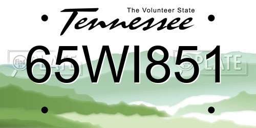 65WI851 Tennessee License Plate