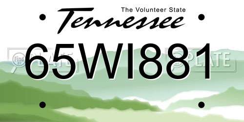 65WI881 Tennessee License Plate