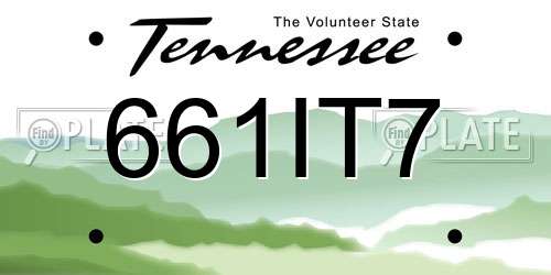 661IT7 Tennessee License Plate