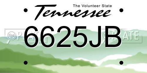 6625JB Tennessee License Plate