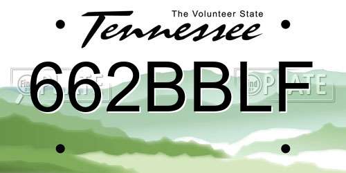662BBLF Tennessee License Plate