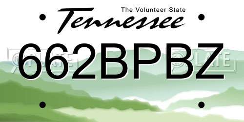 662BPBZ Tennessee License Plate