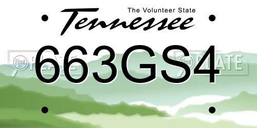 663GS4 Tennessee License Plate