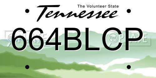 664BLCP Tennessee License Plate