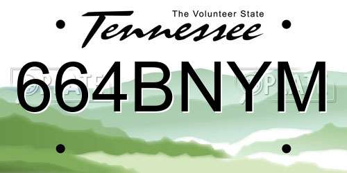 664BNYM Tennessee License Plate