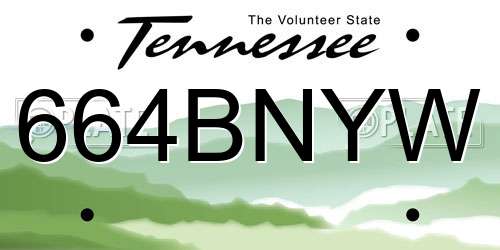 664BNYW Tennessee License Plate
