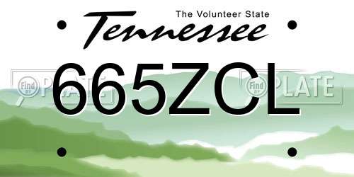 665ZCL Tennessee License Plate