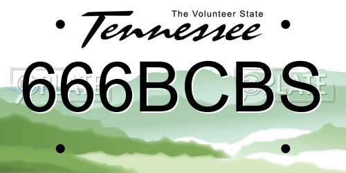 666BCBS Tennessee License Plate