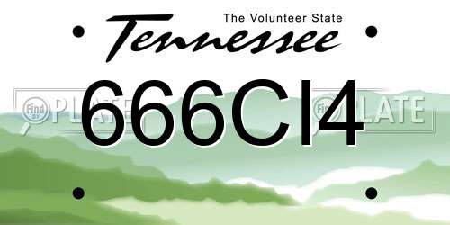 666CI4 Tennessee License Plate