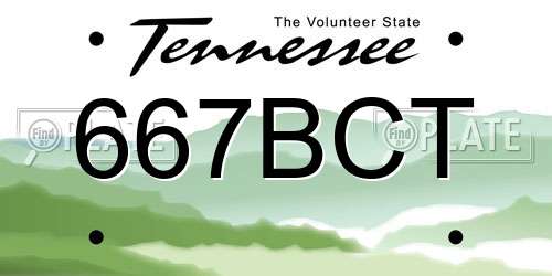 667BCT Tennessee License Plate