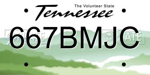 667BMJC Tennessee License Plate