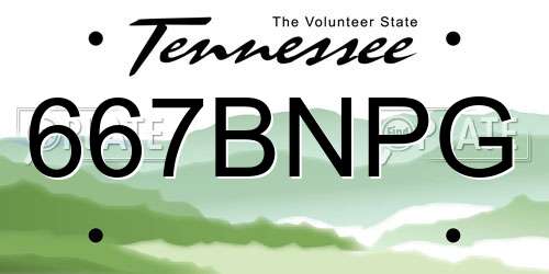 667BNPG Tennessee License Plate