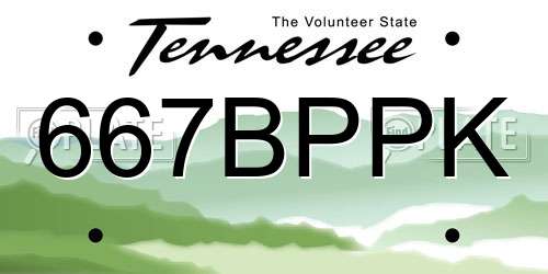 667BPPK Tennessee License Plate