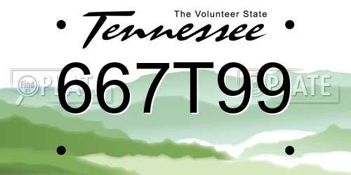 667T99 Tennessee License Plate