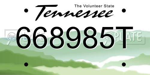 668985T Tennessee License Plate