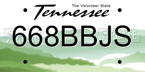 668BBJS Tennessee License Plate