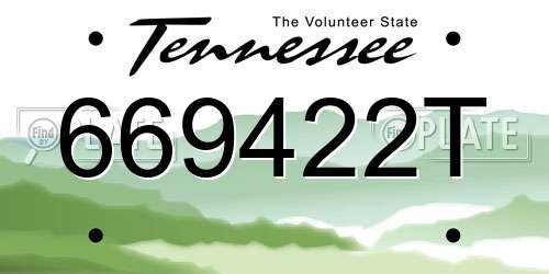 669422T Tennessee License Plate