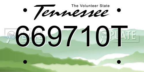 669710T Tennessee License Plate