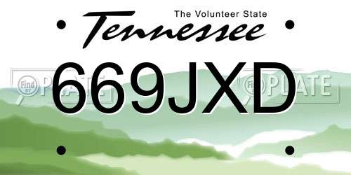669JXD Tennessee License Plate
