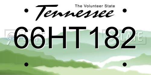 66HT182 Tennessee License Plate