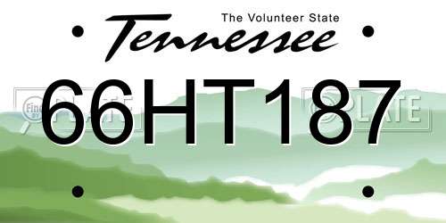 66HT187 Tennessee License Plate