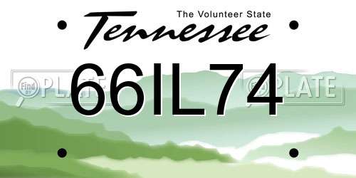 66IL74 Tennessee License Plate