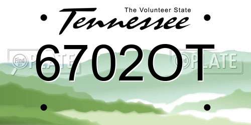 6702OT Tennessee License Plate