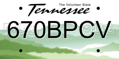 670BPCV Tennessee License Plate