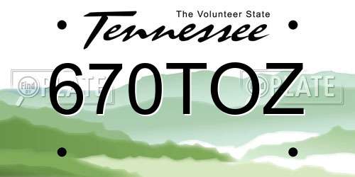 670TOZ Tennessee License Plate