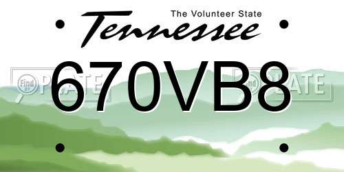 670VB8 Tennessee License Plate