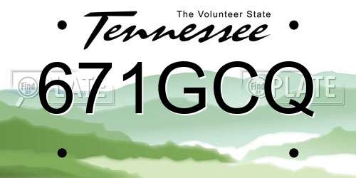 671GCQ Tennessee License Plate