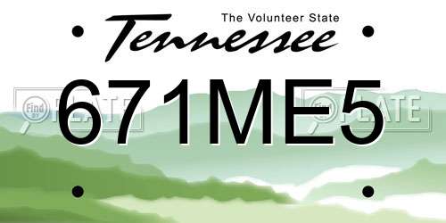671ME5 Tennessee License Plate